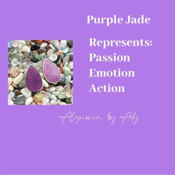 Purple Jade dangle spheres/dops/ball silver statement earrings/handmade - Picture 6 of 6